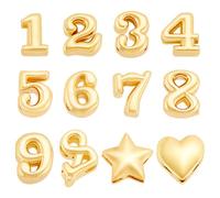 PH PandaHall 12 Stili Perline in Ottone con Numeri Perline Dorato con Numero 1-9 per La Creazione di Gioielli Collana Orecchino Bracciale Fai Da Te Personalizzazione di Regali