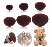 PH PandaHall 120 nasi di sicurezza floccati, 6 dimensioni, a triangolo, in plastica, con rondelle, per amigurumi e progetti di artigianato all'uncinetto, 11-29 mm, marrone