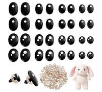 PH PandaHall 120 occhi ovali di sicurezza, 8 misure, occhi di sicurezza Kawaii, in plastica, colore nero e bianco, con rondelle, per amigurumi, animali di peluche, orsacchiotti, 2 stili