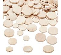 PH PandaHall 120 pz Perline di Legno Piatte e Rotonde 3 Misure Perline di Monete di Legno Perline di Legno Bianco Antico Disco di Legno Non Finito per Gioielli Collana Natale Macrame, 15/20/24.5mm