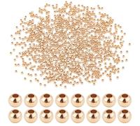 PH PandaHall 1200pz 4mm Perline In Oro 14K Perline Distanziatrici Rotonde Perline In Vita Perline Sfuse Perline In Metallo Liscio per Bikini Catena per La Pancia Bracciale A Strati Satellite Gioielli