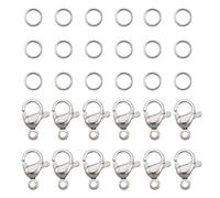 PH PandaHall 120pcs 7mm Acciaio Inossidabile Aperto Anelli di Salto con 60pcs Chiusura a Moschettone 13x8.5x4mm Kit di Gioielli Risultati Accessori per Gioielli Artigianali Fare
