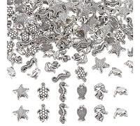 PH PandaHall 120pz perlina Animali a Tema Oceano, 6 Stile Perline Pesce Sirena Delfino perlina Lega Stile Tibetano per Braccialetti Fai Da Te Collana Portachiavi Creazione di Gioielli