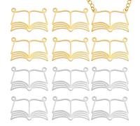 PH PandaHall 12pz Collana Libro Ciondolo Libro Aperto in Acciaio Inossidabile 2 Colori Pendenti per Amanti Dei Libri Fai Da Te Regali Topo di Biblioteca Insegnante Donne Mamma, 22.5x34.5mm