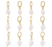 PH PandaHall 12pz Orecchini di Perle Naturali con Piccolo Cerchio in Oro 18k, 3 Stili Orecchini Pendenti con Perle Orecchini A Cerchio In Oro Orecchini A Cerchio Piccoli Huggie Pendenti per Donna