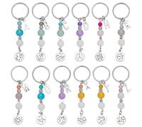 PH PandaHall 12pz Portachiavi A Forma di Costellazione Portachiavi con Perline di Vetro Ciondoli A Forma di Lettera In Metallo con Anelli In Ferro per Regalo Da Donna Collana Borsa Compleanno, 8.9cm