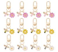 PH PandaHall 12pz Portachiavi A Forma di Fiore Ape Portachiavi In Lega Smaltata 3 colore Portachiavi Cerniera Borsa Accessori Ciondolo A Forma di Ape per Decorazione di Borse Portafogli Zaini Regalo