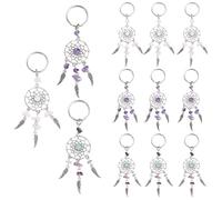 PH PandaHall 12pz Portachiavi Acchiappasogni 10.7cm Ciondoli Dreamcatcher Acchiappasogni con Nappe di Piume e Perline di Pietra in Stile Tibetano per Matrimoni Compleanno Regalo Decorazioni