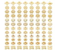 PH PandaHall 144pz Cappucci con Perline di Fiori Placcati In Oro 18K, 12 Stili Tappi Terminali In Ottone Tappi Distanziatori Dorati Tappi Distanziatori per Gioielli Cavi Da 4~6 mm per Orecchini