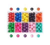 PH PandaHall 150pz Perline di Legno Colorate 12mm Perline in Legno Rotondo Naturale, Perlina Distanziatrici per Braccialetti Fai da Te Collane Gioielli Artigianato Decorazioni, Foro: 4mm