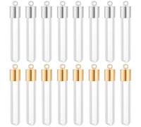 PH PandaHall 16 Pezzi 30mm Bottiglie di Vetro Trasparente Hanging Bottiglie Desiderio con Tappi in Metallo Dorato/Argento per la creazione di Gioielli Ciondolo Collana
