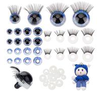 PH PandaHall 16 Set Occhi di Sicurezza con Ciglia 4 Dimensioni Occhi di Animali di Peluche Occhi Artigianali Occhi all'Uncinetto con Rondelle Occhi Amigurumi per Burattino da Orso Peluche Animali