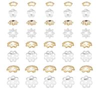 PH PandaHall 160 pz 14K Cappucci Perline Fiore d'oro, 4 Forme Tappi Terminali Perline Filigrana in Ottone Distanziatore in Metallo Perline Tappi Tappi con Ciondoli per Orecchini Fai-da-Te, Oro/Argento