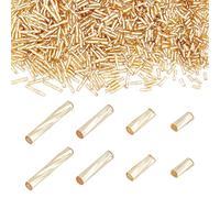 PH PandaHall 1600 pz 4 Misure Perline di Vetro Bugle, Perlina di Semi di Tubo Lungo Dorato 5/6/9/12x2 mm Distanziatore Sciolto con Foro Rotondo di 0.5 mm per Orecchini Bracciale Neckalce Fai da Te