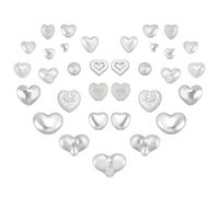 PH PandaHall 17 Stili Perline A Cuore Bianco 250pz Perline Perla Imitazione Perlina Amore Acriliche Perlina Sfuse Flatback per La Creazione di Gioielli Bracciale Collana Estivi, 5-17x6-23mm