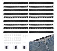 PH PandaHall 18 pz Bande Elastiche Regolabili da Cucire Larghezza 20mm Stringi la Vita per Pantaloni con 12 Bottoni Kit di Bottoni Elastici Neri per Cintura Fai Da Te Dei Pantaloni, 25.7cm