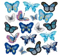 PH PandaHall 18 toppa Termoadesiva A Farfalla, 9 Toppe Ricamate A Farfalla Stile Farfalla Blu Distintivo Ricamato per Applique Farfalla Cucire Toppe di Riparazione per Vestiti Jeans Giacche Borse