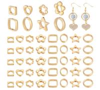 PH Pandahall 180pz 9 Stili Cornici Perline Dorate, Perline Distanziatrici con Cornice a Doppio Foro Perline di Plastica per Creazione di Gioielli con Braccialetti Pendenti Fai Da Te, 10~16mm