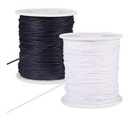 PH PandaHall 182 m Corda Cerata in Cotone 1 mm Cordoncino Cerato Filo Cerato Filo Cerato Intrecciato per la Fabbricazione di Collane Bracciali, Nero e Bianco