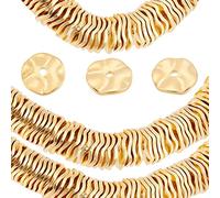 PH PandaHall 18K Oro Perline Distanziatrici Placcate, 50 pz Piatto Rotondo Allentato Perline Ottone Disco Ondulato Perline per Braccialetti FAI DA TE Collane Creazione di Gioielli, 8mm di Diametro