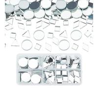 PH PandaHall 2.5~4mm Thick Mirror Tile, 180pcs 4 Shapes Mosaic Tiles Glass Mirrors Round/Triangle/Rhombus/Square Decorative Craft Mirrors DIY Tiles Mirror Pieces for Crafts Art Wall Home Jewelry Frame