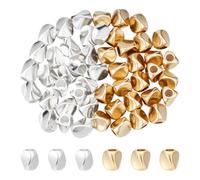 PH PandaHall 2 colori Perline Placcate Oro 24K, 50pz Perline Distanziatrici Irregolari Perlina Da 4.5mm Sciolte In Argento di Lunga Durata per La Creazione di Gioielli Estivi Bracciale, Foro: 1.8mm