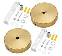 PH PandaHall 2 Set Kit Baldacchino per Lampadario 9.7cm Lampadario Moderno Rotondo Dorato, Piastra di Ricambio per Lampadarios Baldacchino per Apparecchi di Illuminazione