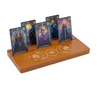 PH PandaHall 2 Slot Supporto per Carte di Tarocchi in Legno Porta Carte Dei Tarocchi con Motivo Fasi Lunari Espositore Supporto per Carta del Oracolo per Divinazione Lenormand Stregoneria, 28x13x1.8cm