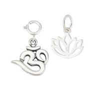 PH PandaHall 2 Stili 925 Ciondoli A Forma di Fiore In Argento Sterling Ciondoli A Forma di Fiore di Loto con Anello di Congiunzione Ciondolo per La Creazione di Gioielli Fai Da Te