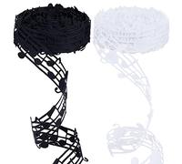 PH PandaHall 20 Iarde Nastro con Note Musicali Nero Bianco 30mm Ritagliato Nastro Musicale Artigianale Nastri Musicale in Grosgrain per Confezione Regalo Fai Da Te Torta Musica Decorazioni