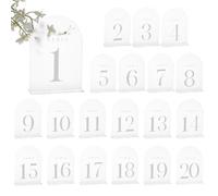 PH PandaHall 20 Imposta Numeri Da Tavolo Smerigliati, Segnali per Numeri Da Tavolo per Matrimonio Numeri Da Tavolo In Acrilico 1-20 cartello In Acrilico Ad Arco con Supporto 18x12.7cm
