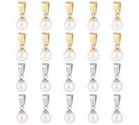 PH PandaHall 20 Pezzi 2 Stili Charms Perla 8mm a Forma di Patata Ciondolo Perla d'Acqua Dolce Coltivata Naturale Pendente con Fascette a Pressione per Fare Gioielli Collana DIY