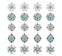 PH PandaHall 20 pezzi 5 stili turchese ciondolo cavo filigrana turchese ciondolo esagonale a maglie ovali in argento anticato, per la creazione di gioielli fai da te orecchini bracciali collane