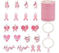 PH PandaHall 20 pz Ciondoli per La Consapevolezza Del Cancro Al Seno Ciondoli con Nastro Rosa Smalto Ciondoli per La Consapevolezza Del Cuore Farfalla Speranza Pendenti per La Creazione di Gioielli