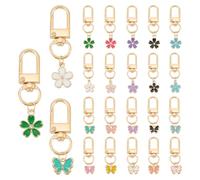PH PandaHall 20 Stili Fiore Farfalla Portachiavi 20pz Smaltato Charms Estetico Portachiavi Mini Portachiavi Smalto Chiave Auto per Borsa Custodia Auricolare Borsa Decorazione, Lunghezza 4.3-5.2cm