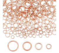 PH PandaHall 200 pz Anelli di Salto Chiusi 4 Misure Anelli di Salto in Ottone O Ring Chiusi in Oro Rosa 16~18 Gauge O Ring Connettori per Portachiavi Girocollo Orecchino di Gioielli, 6/8/10/12mm