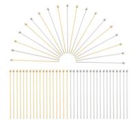 PH PandaHall 200 pz Perni Dritti 40mm 304 Accessori per Perni con Testa in Acciaio Inossidabile per La Creazione di Gioielli con Ciondolo Orecchino, Oro/Argento