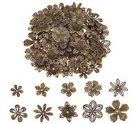 PH PandaHall 200pcs Fiore Spacer Beads, Ferro Fiore Bead cap Filigrana Tibetano End Caps per DIY Orecchini Braccialetti Collana Gioielli Artigianato Making Forniture, Bronzo Antico