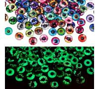 PH PandaHall 200pz Cabochon Occhi in Vetro 50 Stili Occhi Luminescenti al Buio, 12mm Occhio di Animale Luminoso per Realizzare Bambole in Argilla Accessori Artistici Cameo Fotografico