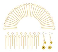 PH PandaHall 200pz Chiodini Occhiello Testa con Palla 20mm Spilli per Gioielli Placcato Oro, Testa a Sfera Pin in Ottone per Orecchino Pendente Collana Braccialetto Gioielli Fai Da Te