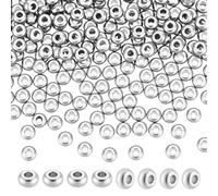 PH PandaHall 200pz Perline Distanziatori Rotondi Piatti 4mm Perlina in Acciaio Inossidabile Perline Sciolte per Braccialetti Collana Creazione di Gioielli, Hole 1mm