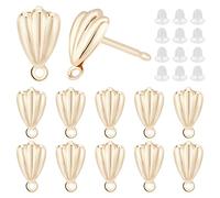 PH PandaHall 20pcs Stud Orecchino 14k placcato oro Orecchini Post Shell Forma Orecchini Orecchino Piercing Spine 0.8mm Pin Earring Componenti con 20pcs Ear Nut per le Donne Dangle Earring Gioielli