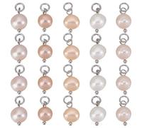 PH PandaHall 20pz Ciondoli con Perla Naturale 15mm Ciondoli con Perla con Anelli di Congiunzione Connettore per Gioielli Orecchini Pendenti Collana Bracciale Fai Da Te