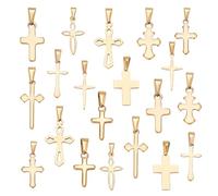 PH PandaHall 20pz Ciondolo per Pasqua Ciondolo A Forma di Croce Dorata 10 stili Pendenti Crocifisso In Acciaio Inossidabile Mini Pendenti con Ciondolo Croce per Bracciale Fai Da Te