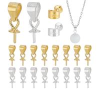 PH PandaHall 20pz Eye Pin Bail Chiusure 925 Argento Sterling Chiusura a Ciondolo, 2 Colori Peg Bails Chiusura Pendente Snap On Bails Pizzico Clips Bail per Creazione di Gioielli 3x6.5mm