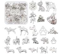 PH PandaHall 22 Stili Cane Animale Domestico Ciondoli, 88pz Metallo Impronte di Zampa di Cane Incantesimi D'osso Pendenti Argento Antico Tibetano Charms Ad Angolo per Gioielli Collana Braccialetti