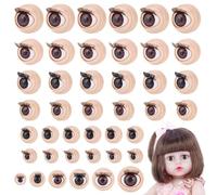PH PandaHall 24 paia di occhi simulati 3D, 6 stili, semicircolari, con ciglia, amigurumi, marionette mobili, farcite, bulbo oculare simulato, per fai da te, marionette, orso, peluche, animali di