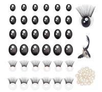 PH PandaHall 24 Set Occhi Artigianali Occhi Ovali di Sicurezza con Ciglia 4 Dimensioni Occhi Amigurumi Occhi di Animali di Peluche Occhi Artigianali All'Uncinetto con Rondelle per Burattino Peluche