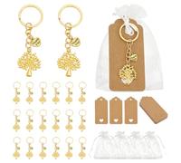 PH PandaHall 24 Set Sacchetti Albero della Vita Bomboniere per Matrimonio Battesimo Sacchetti Regalo in Organza con Etichetta Vuota Piccole Borse a Rete Portachiavi per Feste Compleanni Anniversario