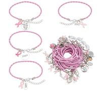 PH PandaHall 24pz 4 Stili Braccialetti per La Consapevolezza del Cancro al Seno, Bracciale in Pelle PU Intrecciata per Donne Gioielli per Sorelle Che Combattono Il Cancro e Sono Sopravvissute